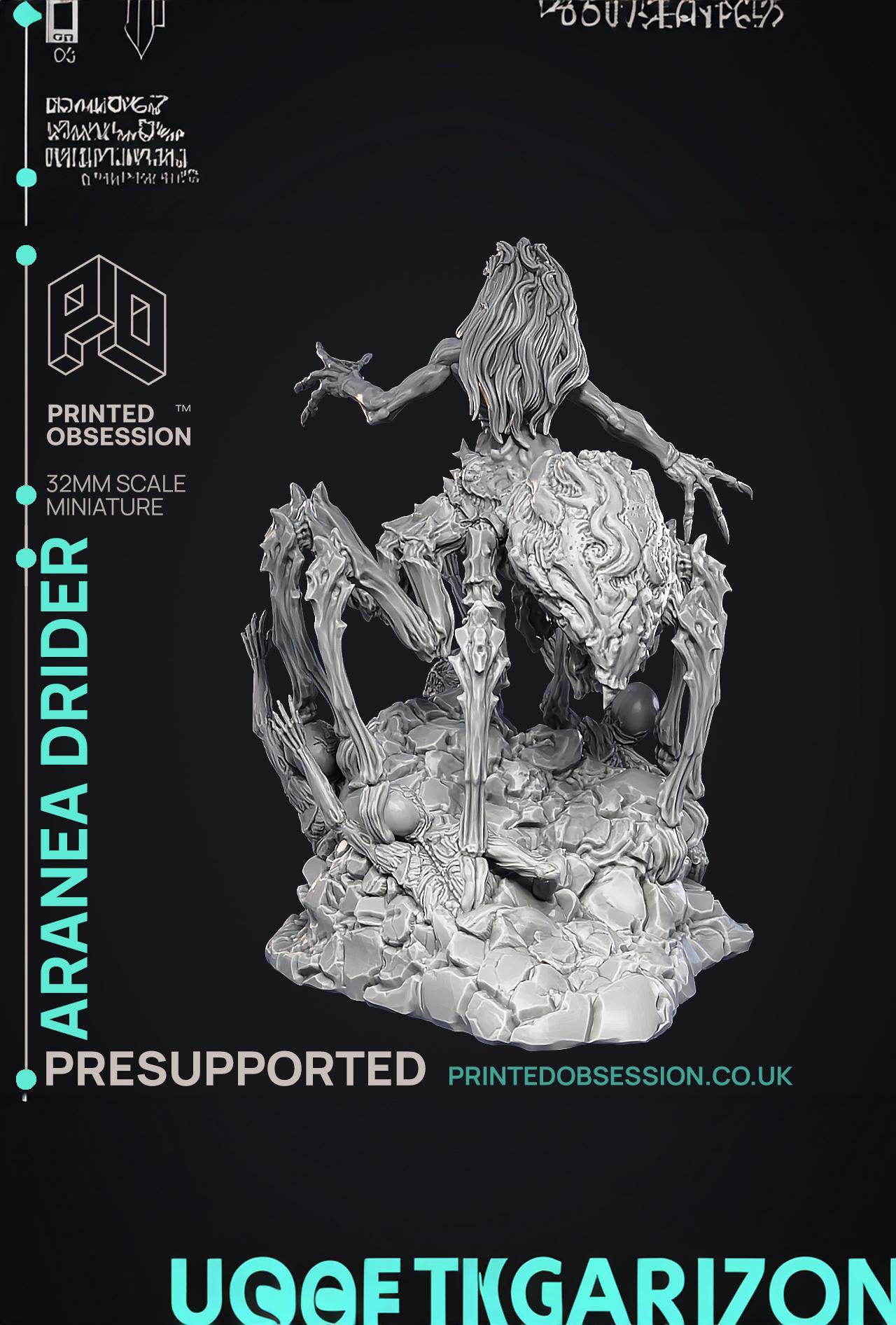 Aranea - Drider of Lolth -  PRESUPPORTED - Illustrated and Stats - 32mm scale 3d model