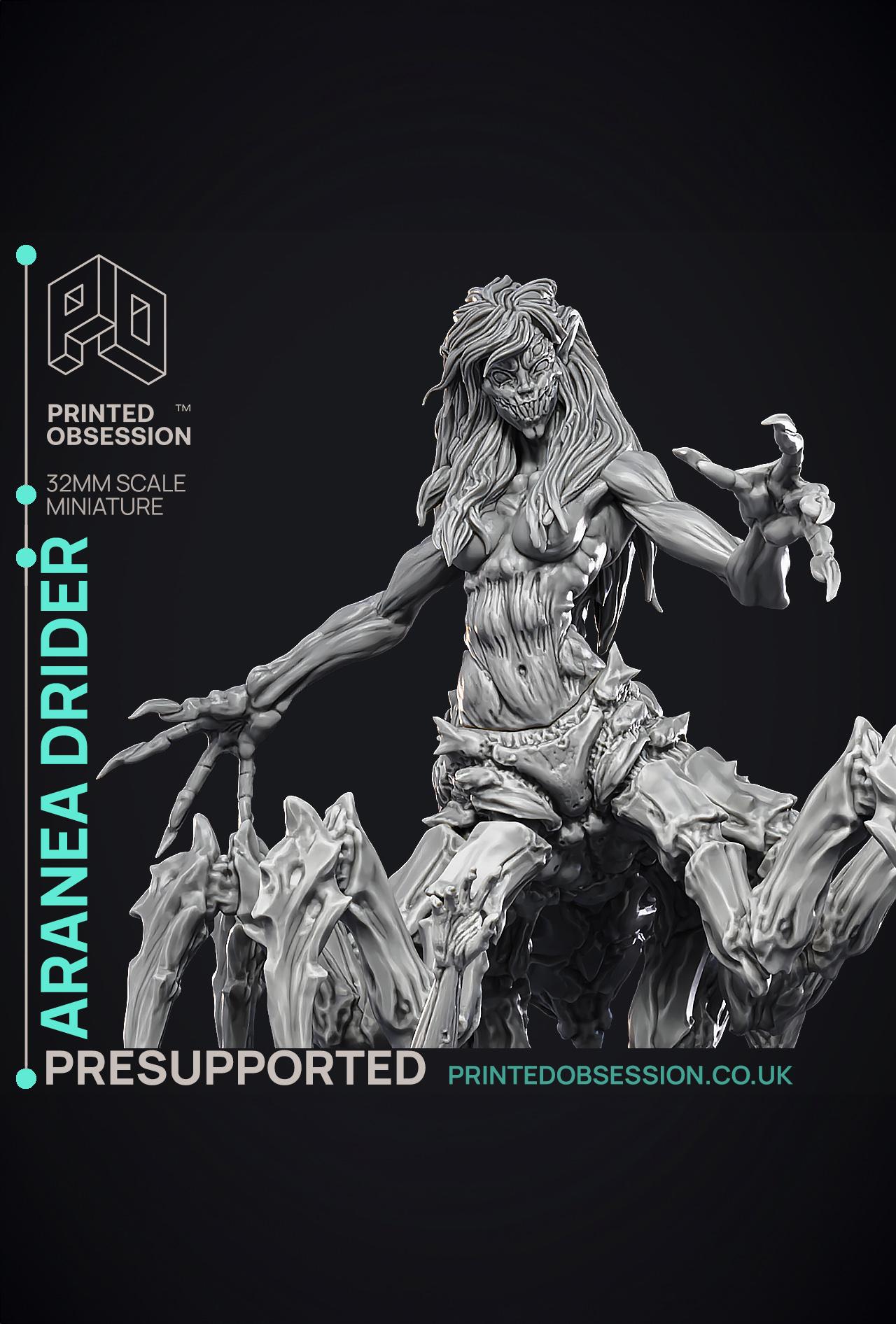 Aranea - Drider of Lolth -  PRESUPPORTED - Illustrated and Stats - 32mm scale 3d model