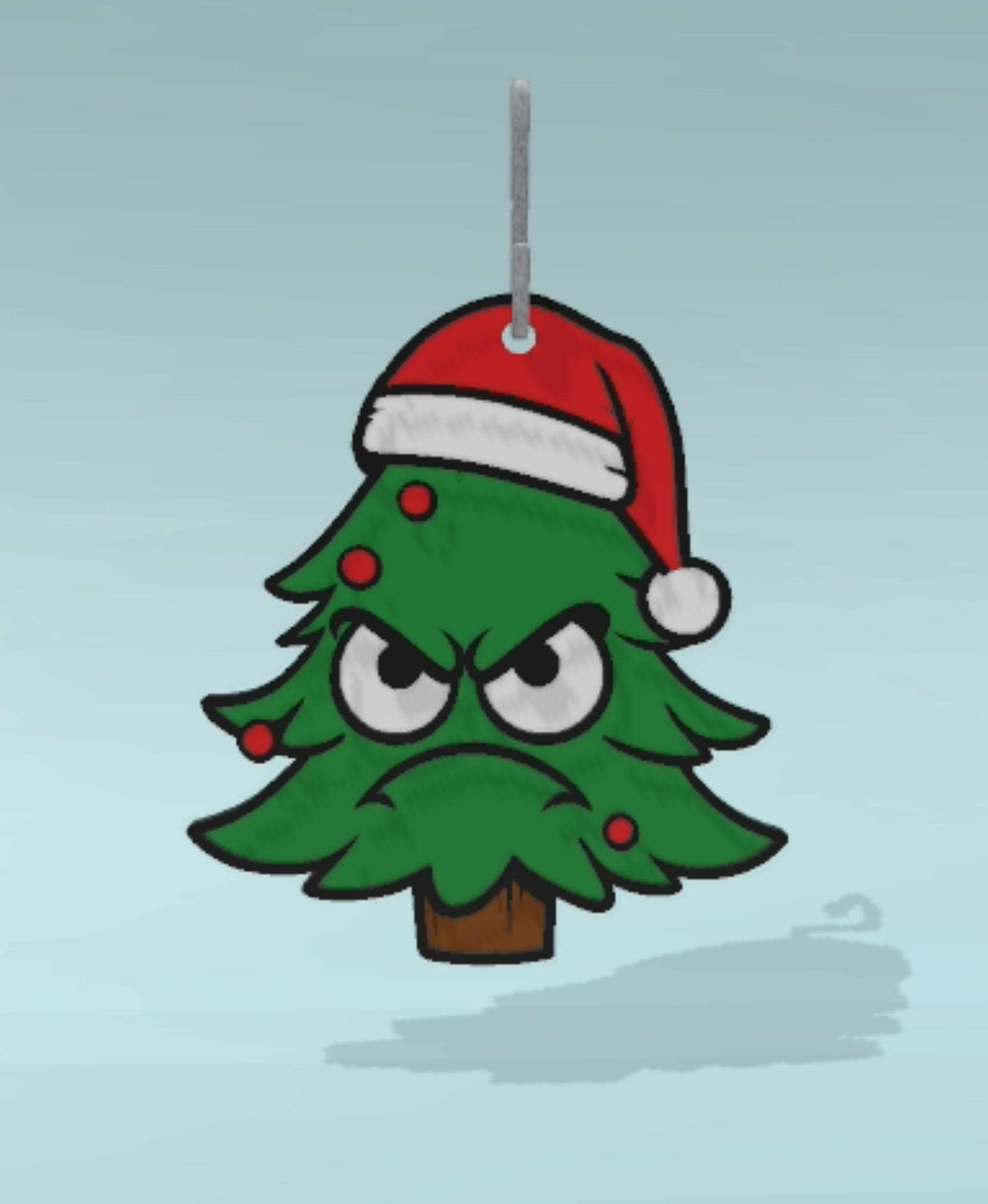 Grumpy Tree Christmas Ornament 3d model