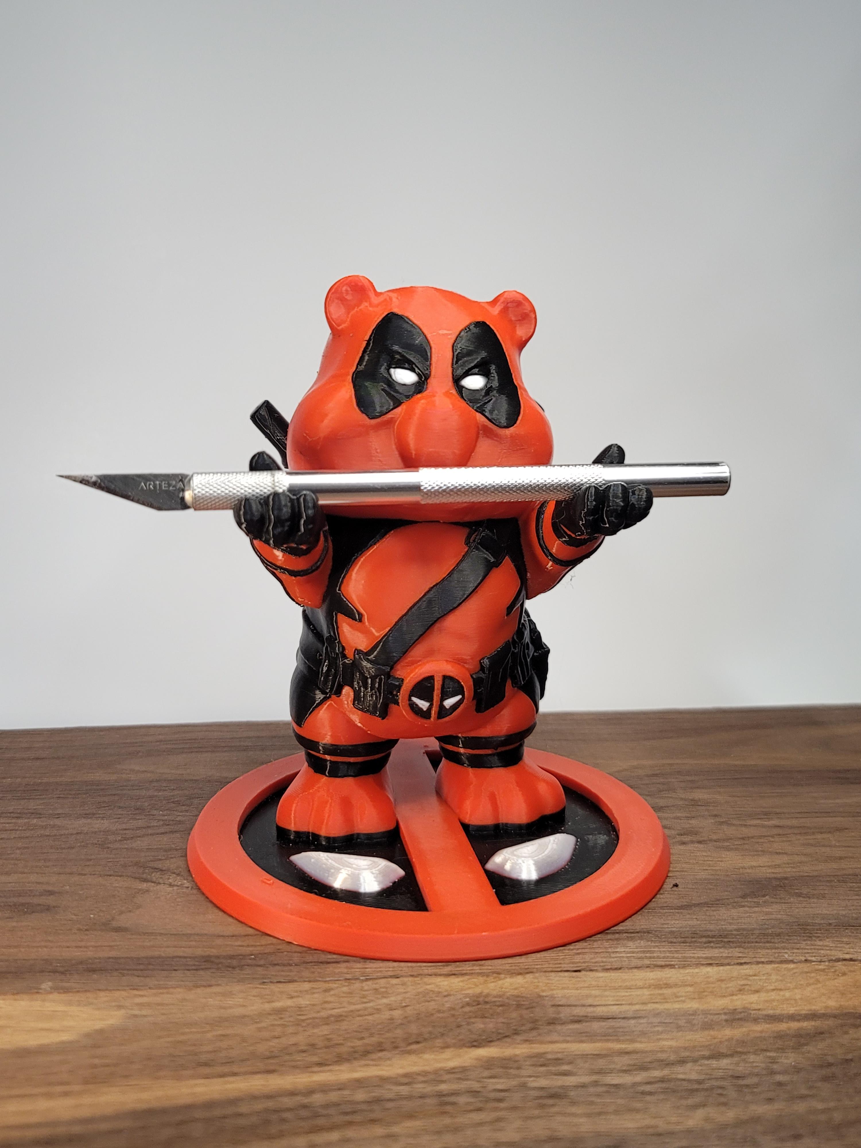 Deadpool bear with katana pen holder  3d model