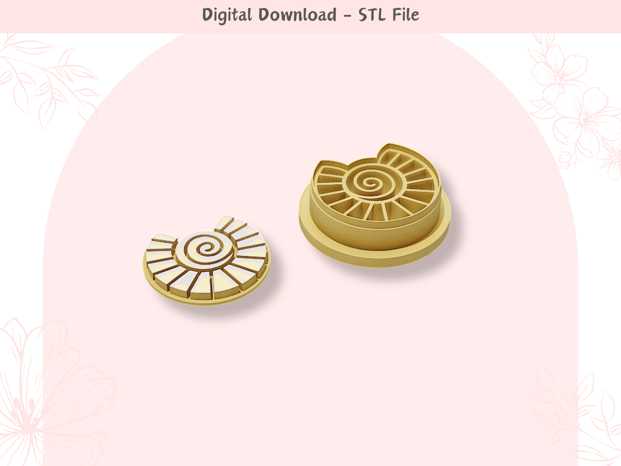 Abstract Seashell Clay Cutter for Polymer Clay | Digital STL File | Clay Tools | 4 Sizes Clay Cutter 3d model