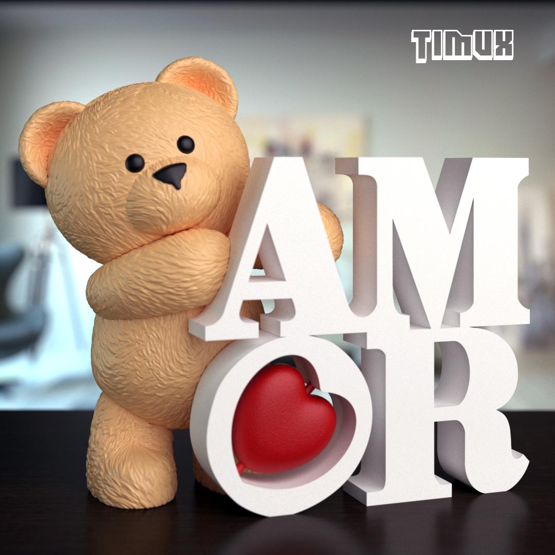 TEDDY BEAR AMOR 3d model