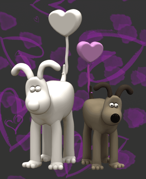 Gromit with heart balloon 3d model