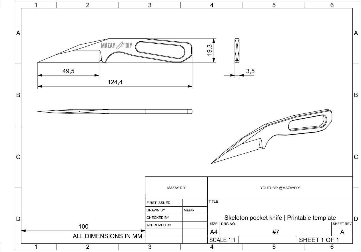 Skeleton mini knife from a metal file 3d model