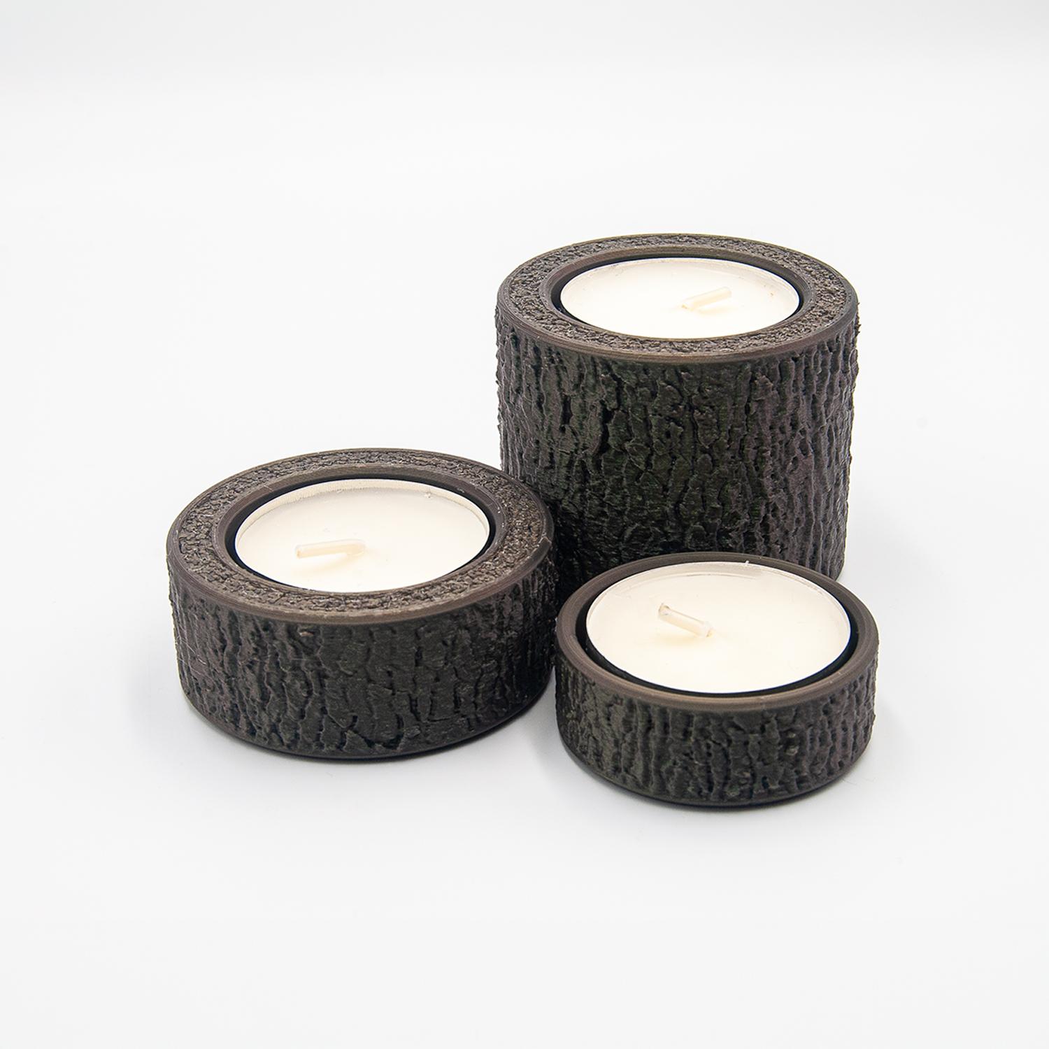 Wood Tealight Candle Holder Set 3d model