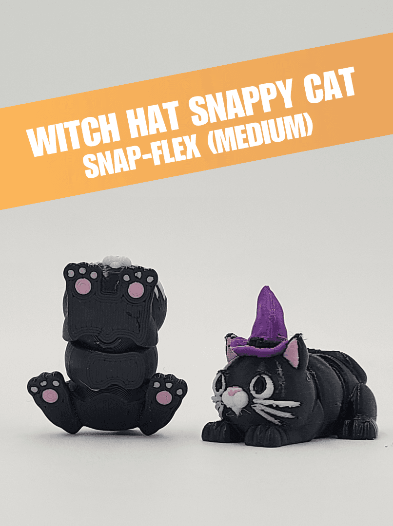 Witch Hat Snappy Cat - Articulated Snap-Flex Fidget (Medium Tightness Joints) 3d model