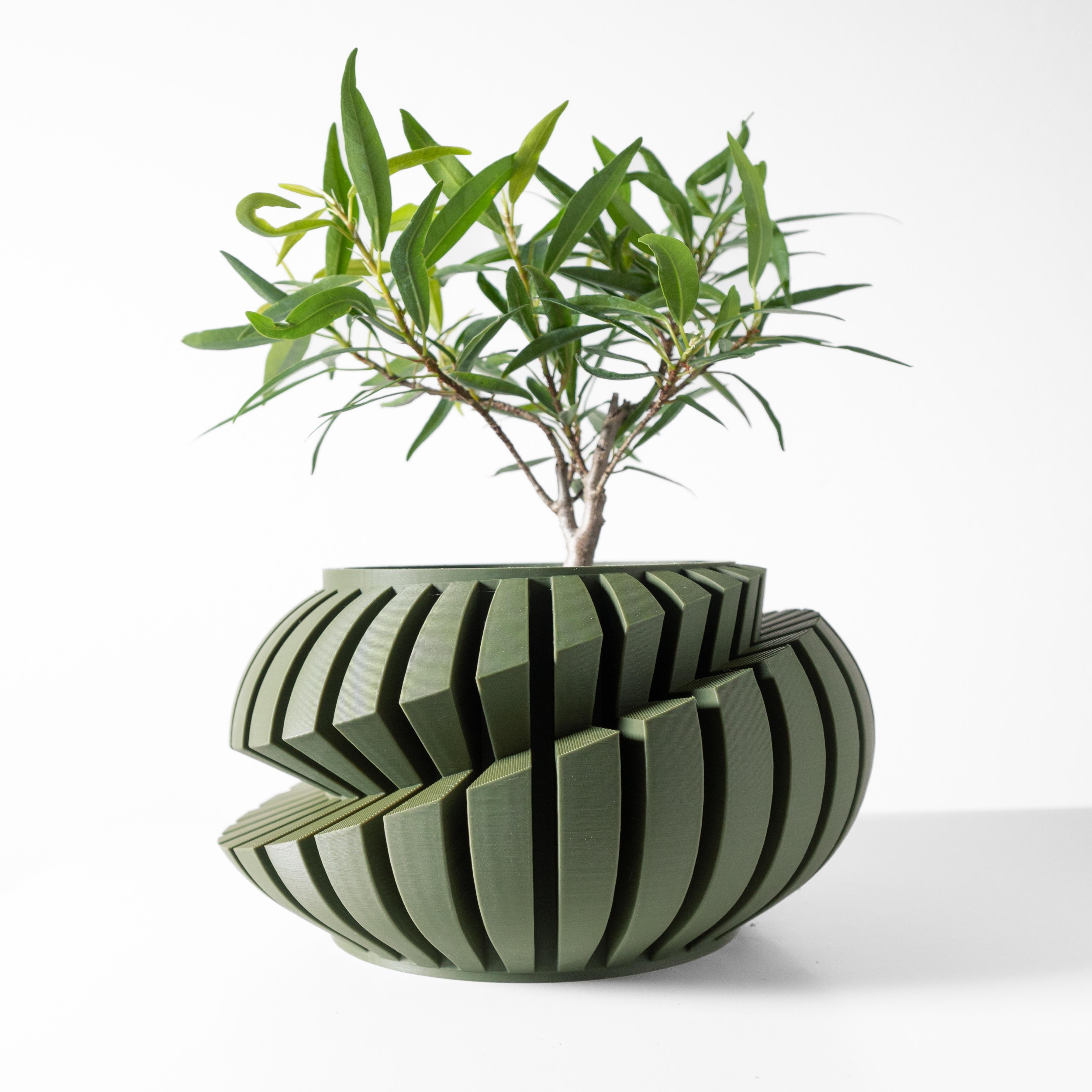 The Luxira Planter Pot with Drainage Tray & Stand: Modern and Unique Home Decor for Plants 3d model