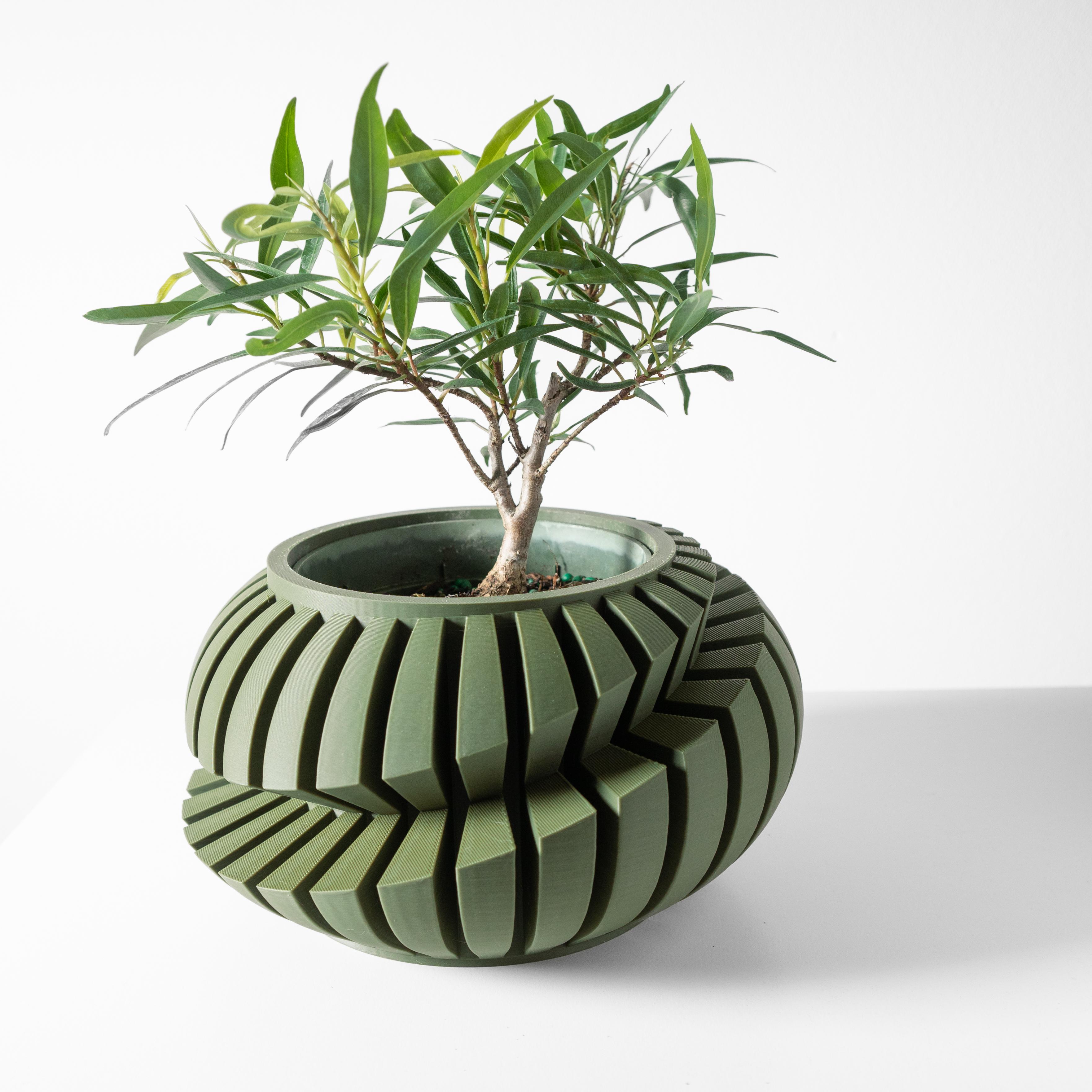 The Luxira Planter Pot with Drainage Tray & Stand: Modern and Unique Home Decor for Plants 3d model