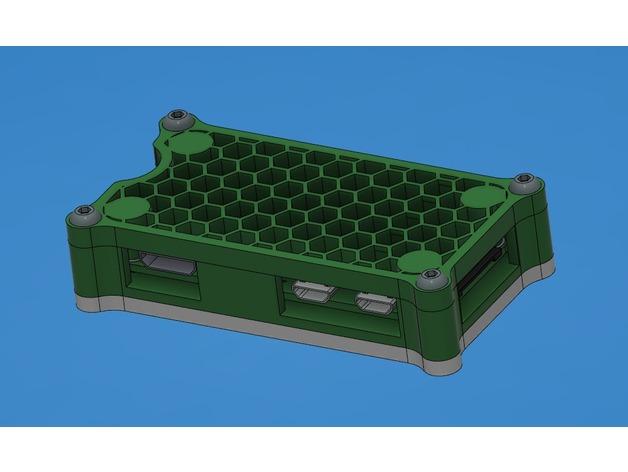 Honeycomb Raspberry Pi Zero W Case with Optional Extrusion Mount 3d model