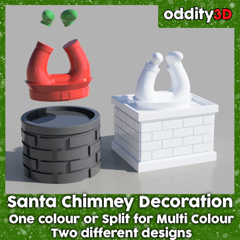 Santa Chimney Decoration (1 or split up for multi colour, multiple designs) 3d model