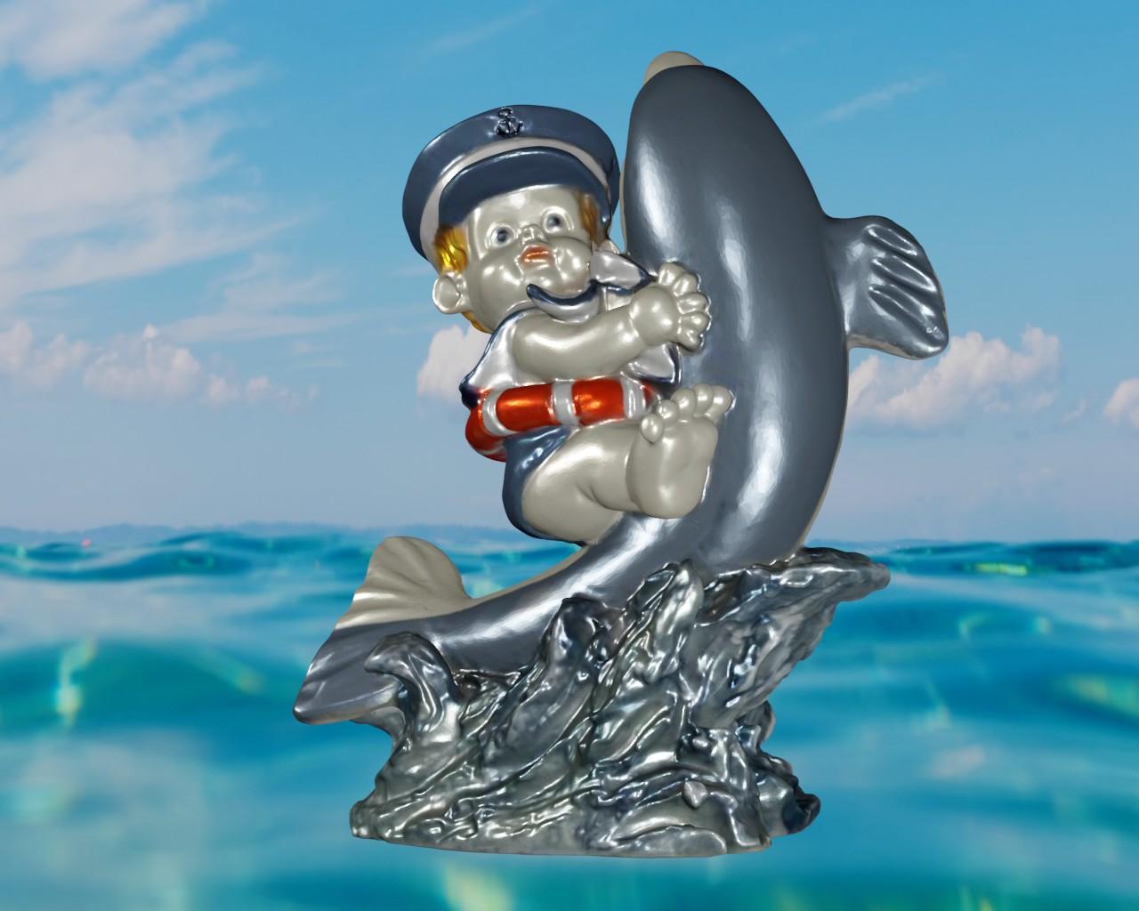 Dolphin and child sailor 3d model