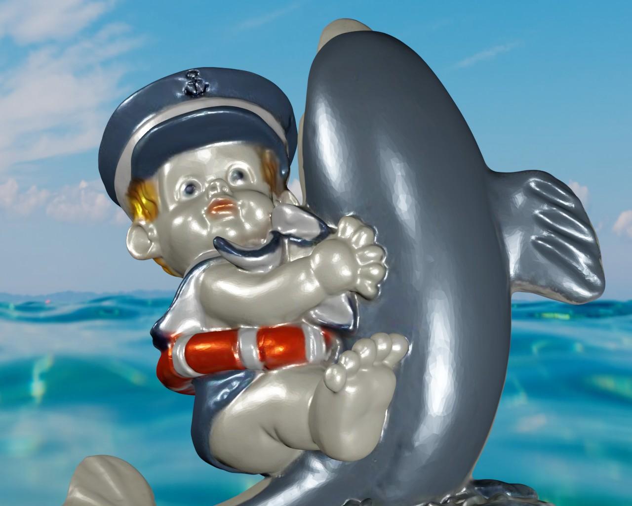 Dolphin and child sailor 3d model