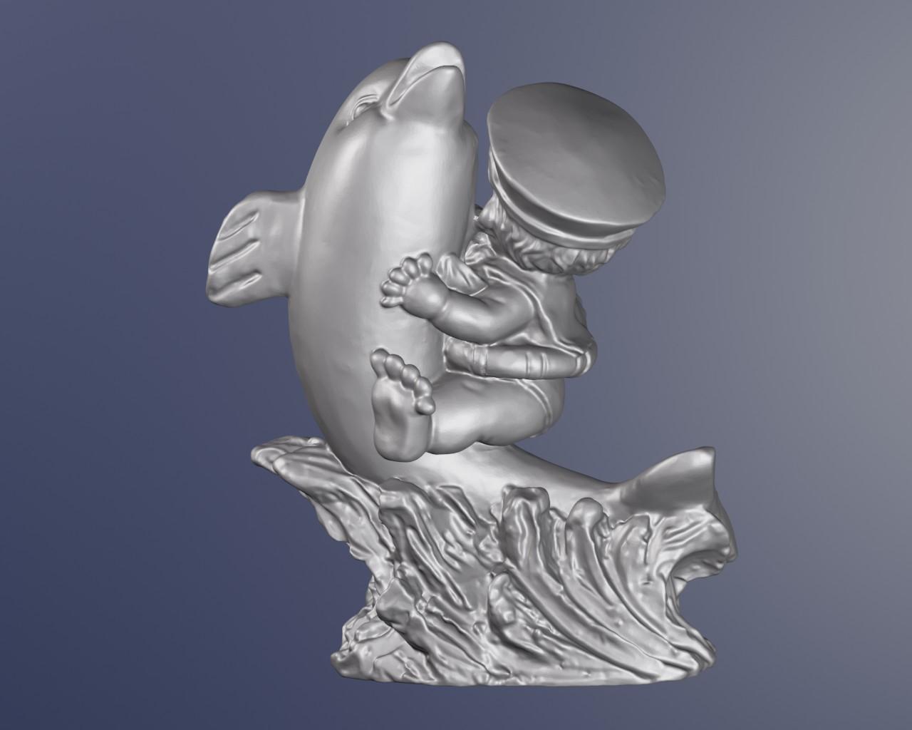 Dolphin and child sailor 3d model