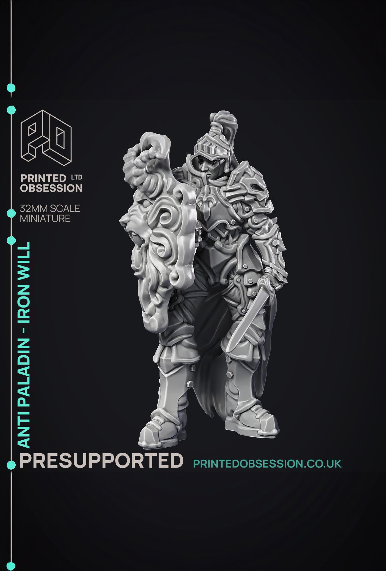 Anti Paladin - Iron Will - PRESUPPORTED - Hell Hath No Fury - Scale 32mm  3d model