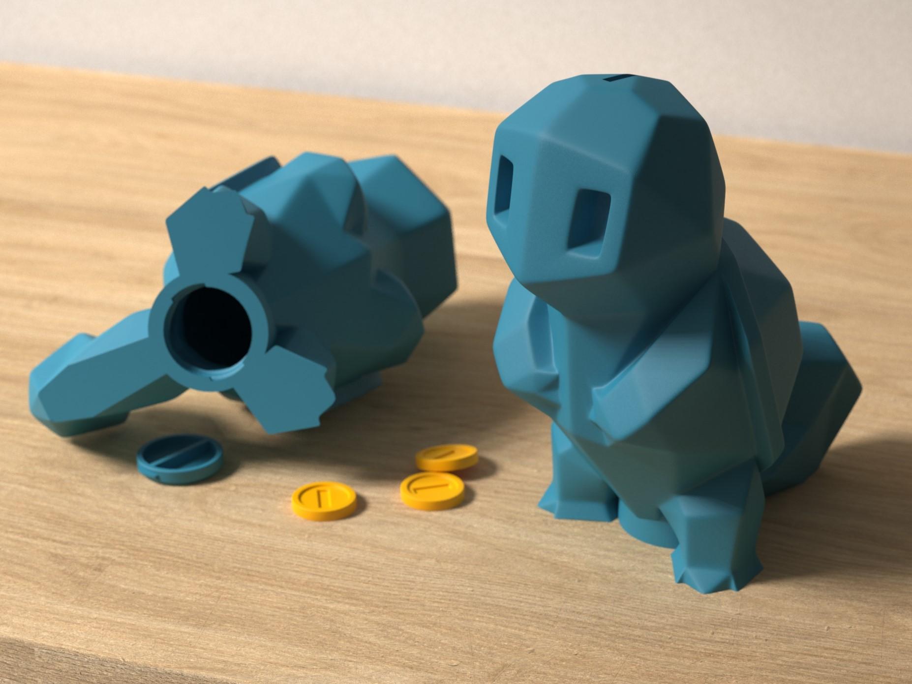 Low-poly Squirtle - Piggy Bank 3d model