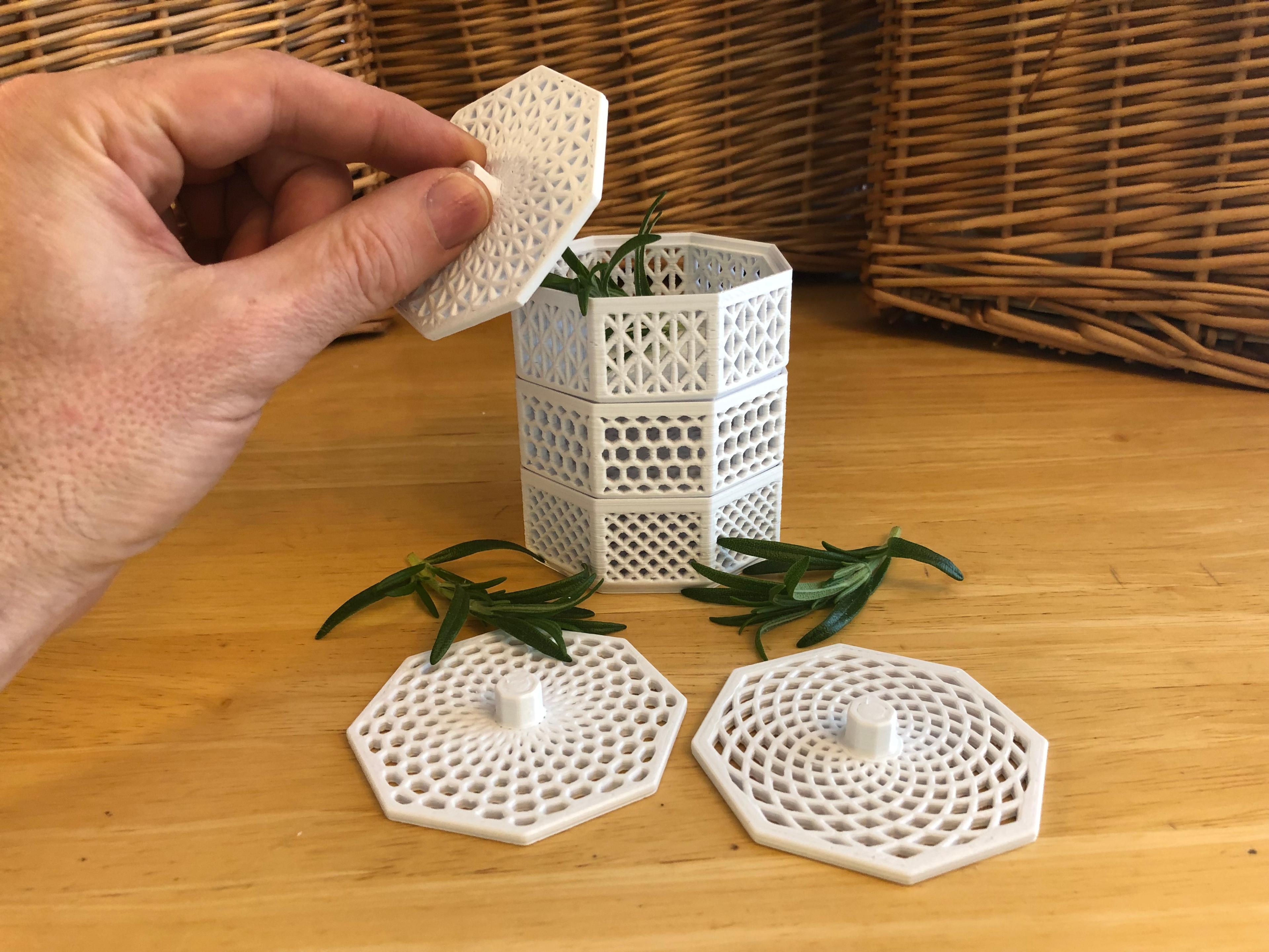 Stackable Herb Dryer - Hex Pattern 3d model