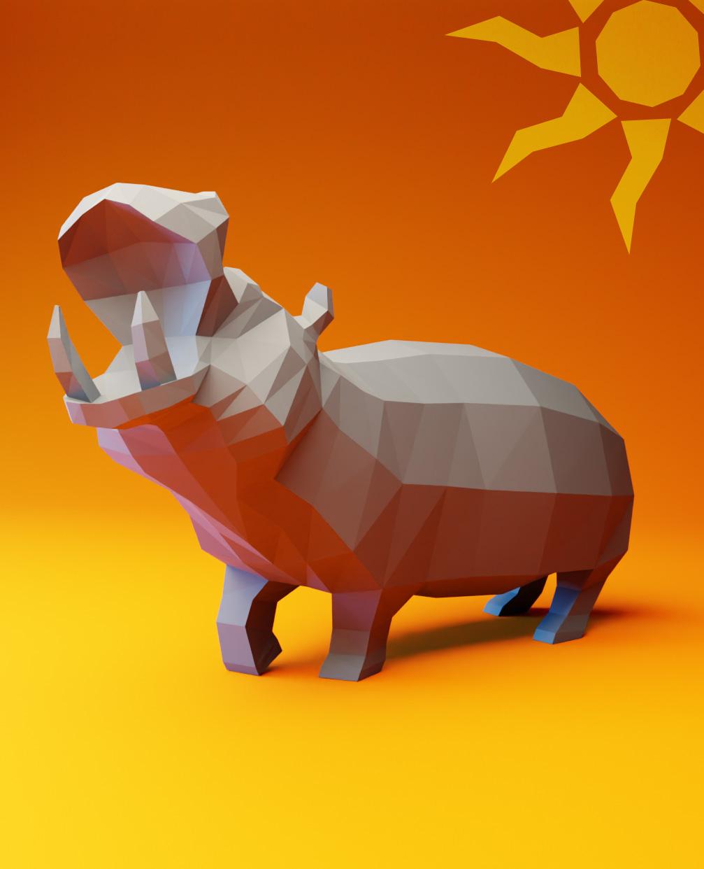 Low Poly Hippopotamus 3d model