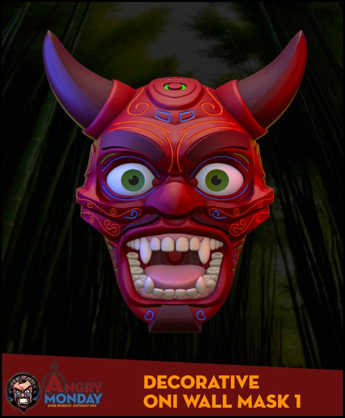 Angry Monday Oni Mask Wall Decoration 1 3d model