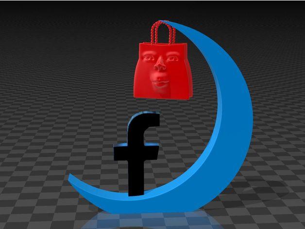 der Mond, facebook und die Plaudertasche 3d model