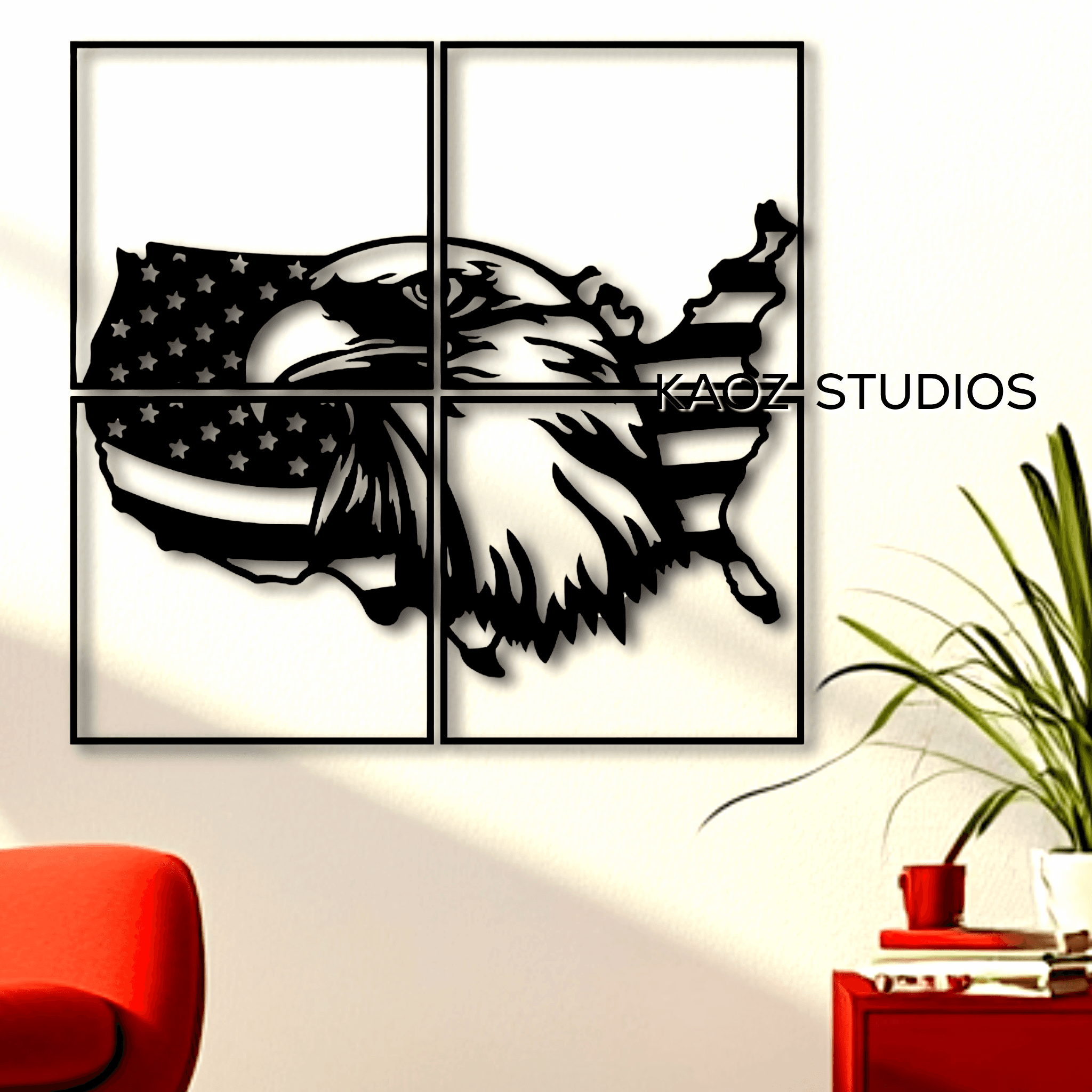 EXTRA LARGE USA Flag with Eagle wall art Patriot Wall Decor 3d model