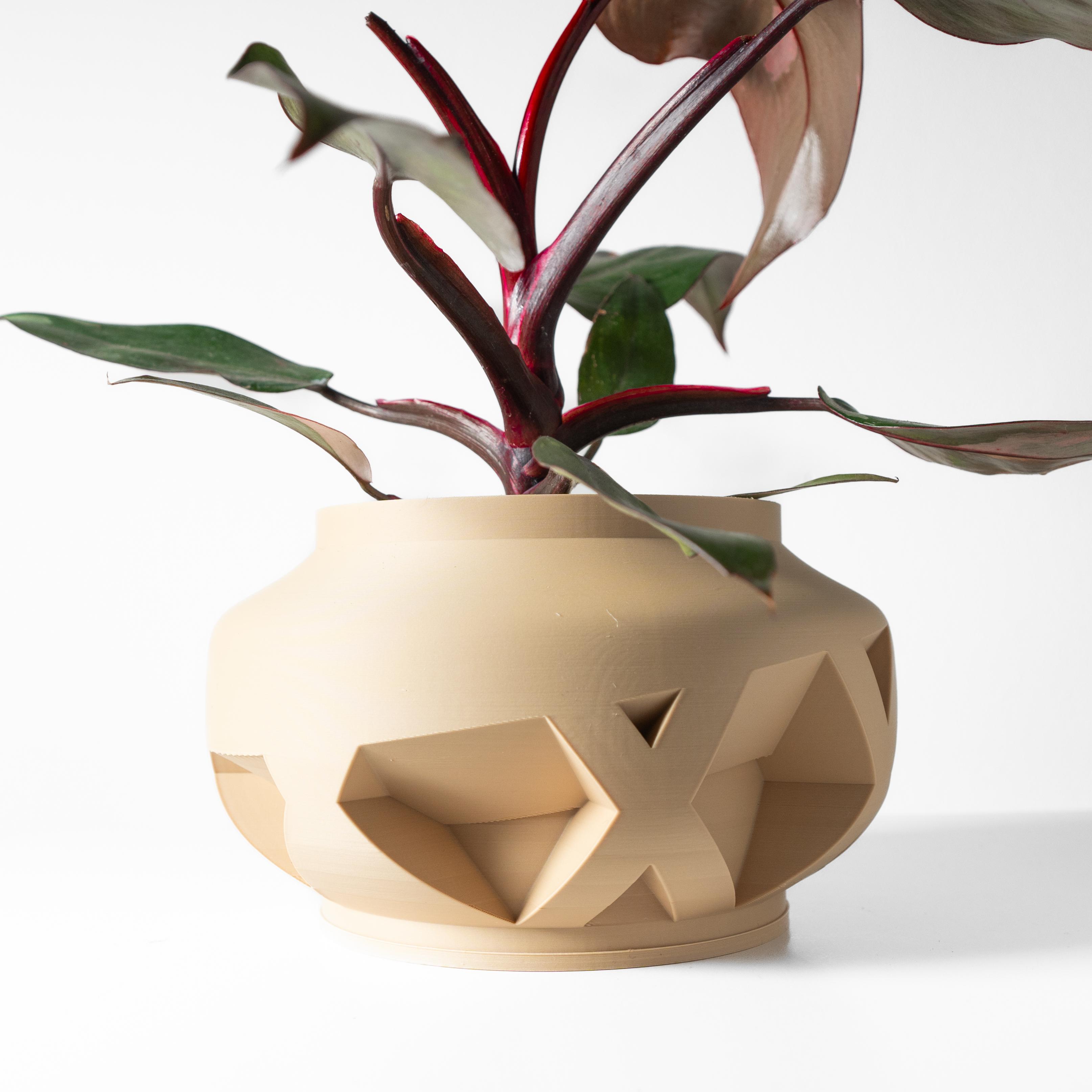 The Nomio Planter Pot with Drainage Tray & Stand: Modern and Unique Home Decor for Plants 3d model