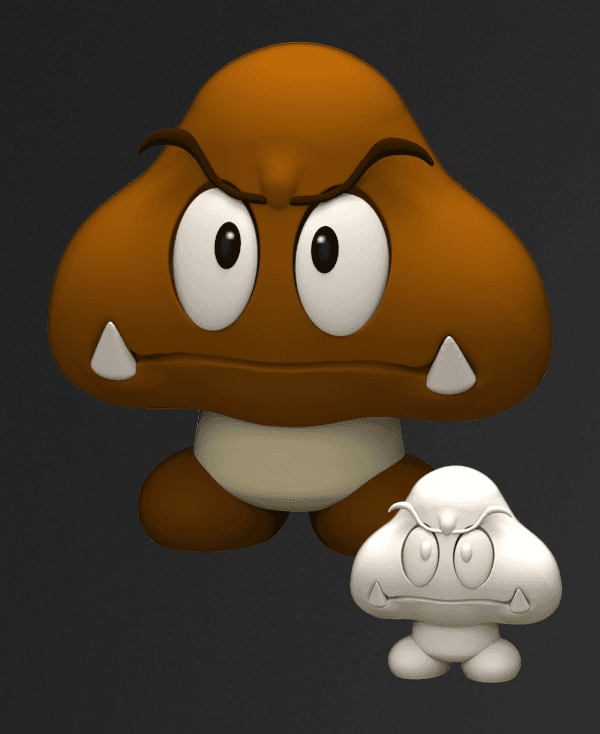 Angry Goomba - Mario fan art 3d model