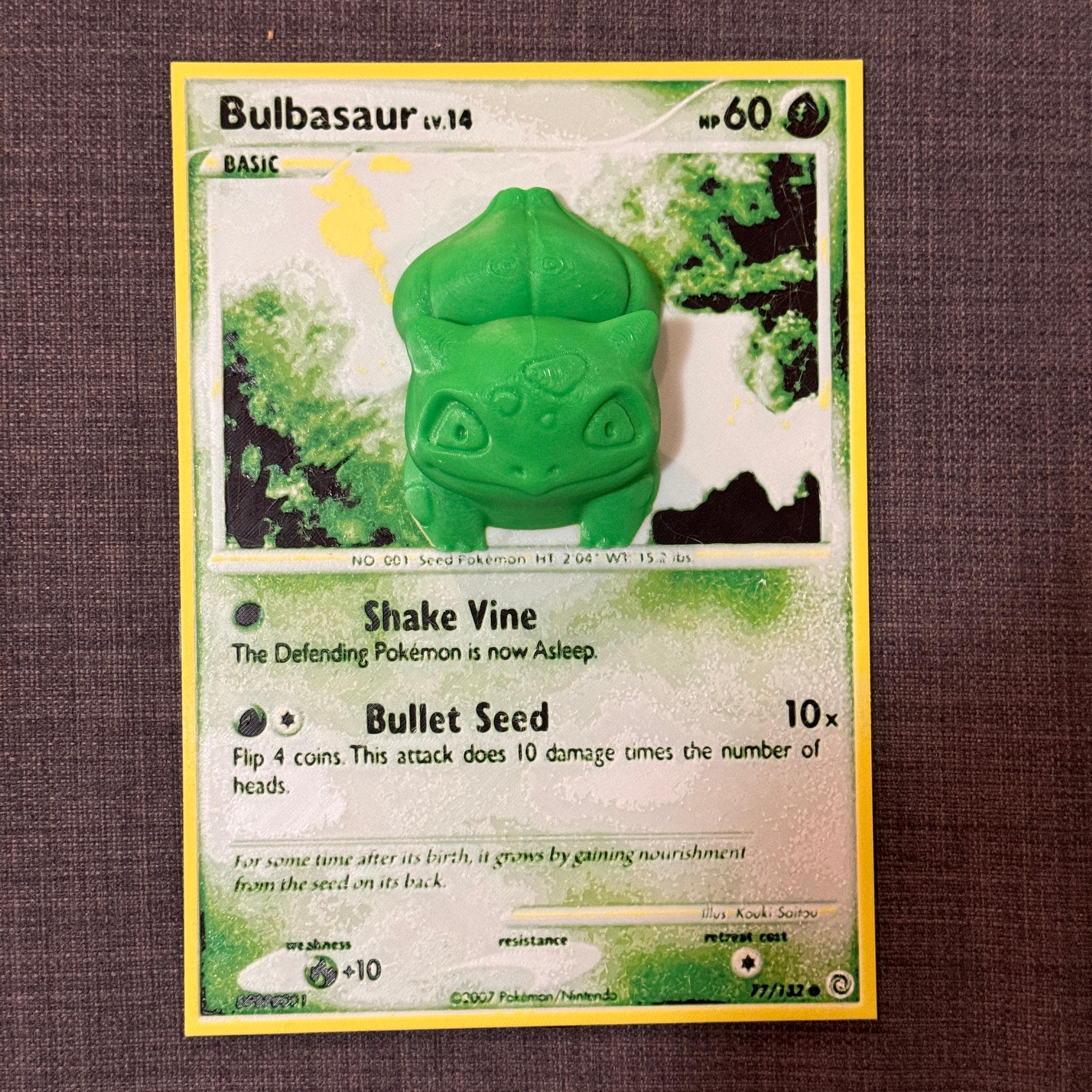 Oversized Bulbasaur Pokemon Card - HueForge Hybrid Print 3d model