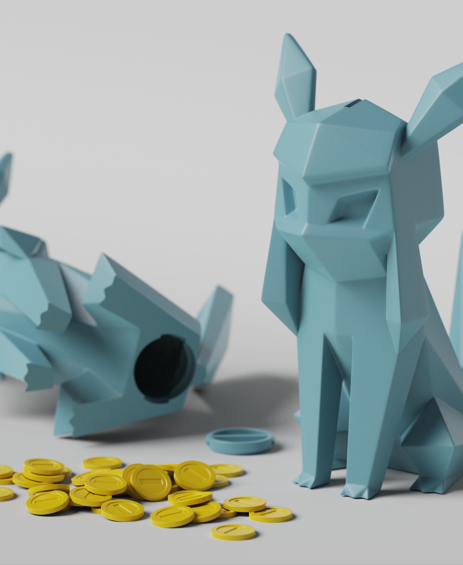 Low-poly Glaceon - Piggy Bank 3d model