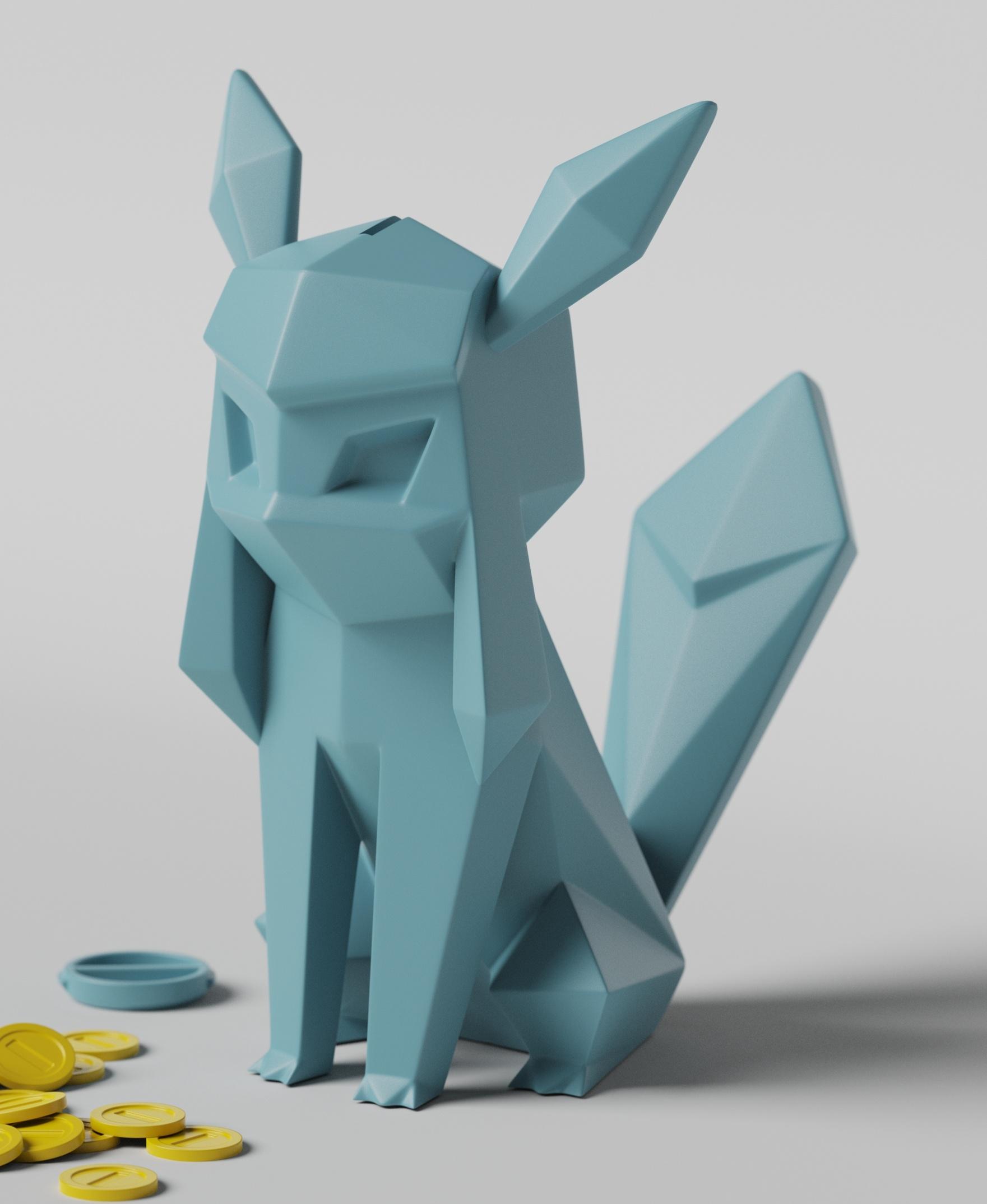 Low-poly Glaceon - Piggy Bank 3d model