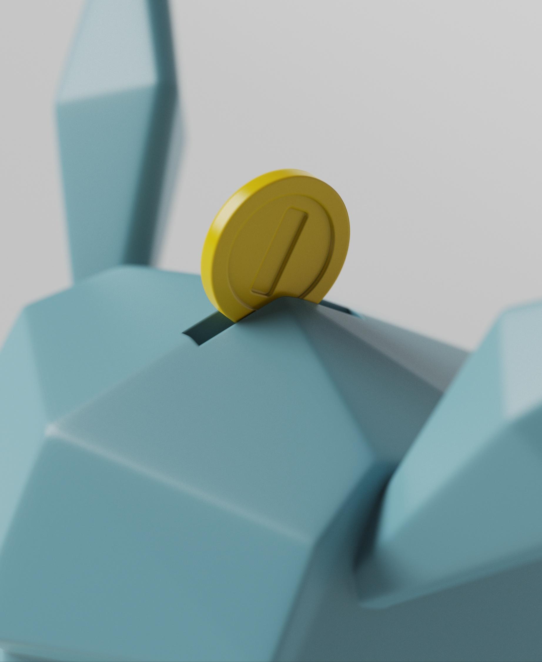 Low-poly Glaceon - Piggy Bank 3d model