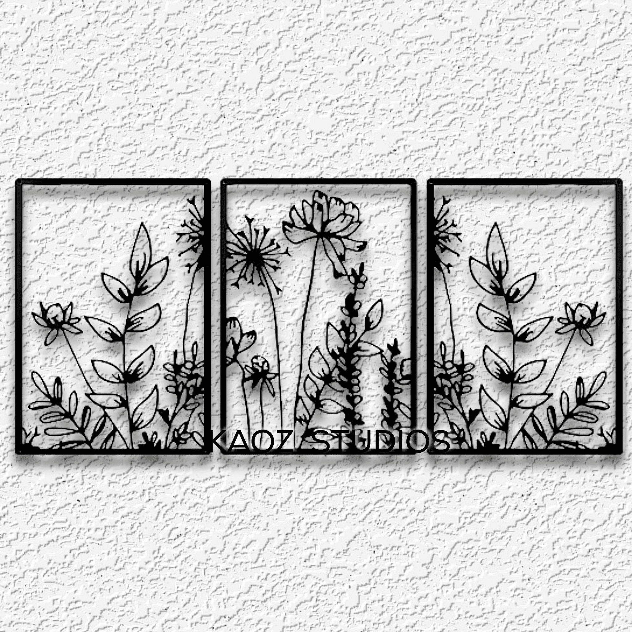 Panoramic Flower Scene wall art flower nature panel set wall decor 3d model