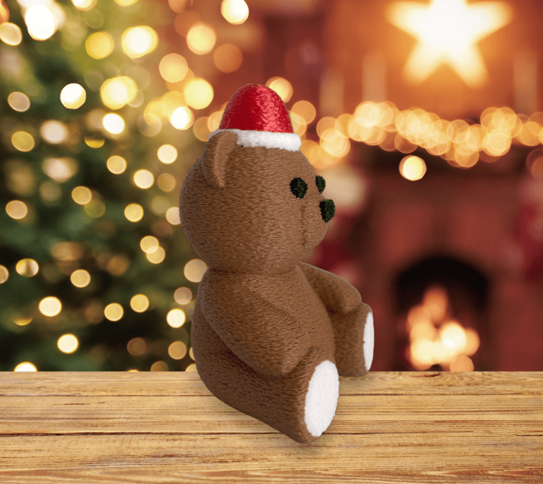 Teddy Bear Fuzzy Skin With Santa Hat Ornament / Figurine 3d model