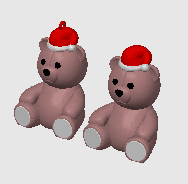 Teddy Bear Fuzzy Skin With Santa Hat Ornament / Figurine 3d model