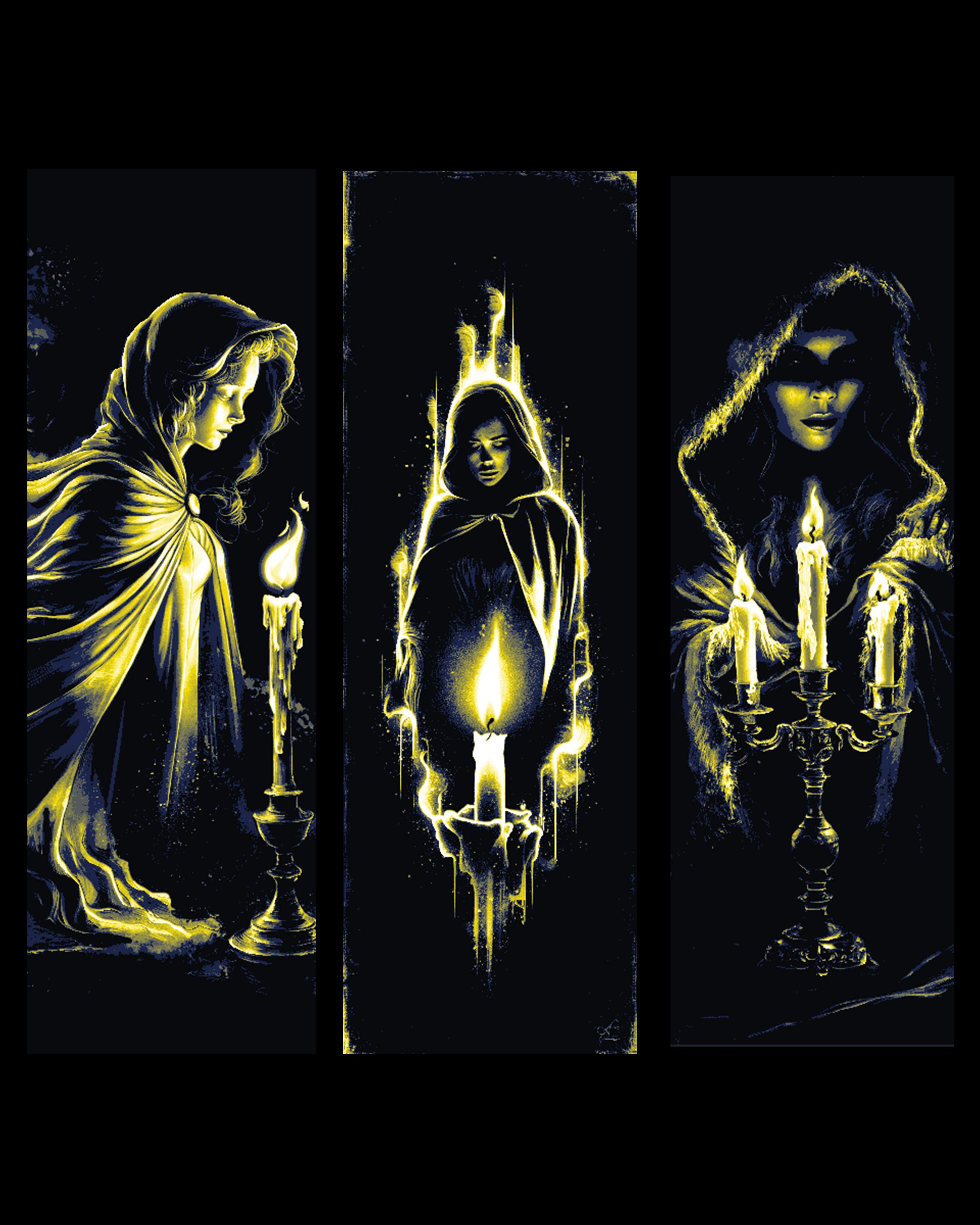 Life by candlelight - Women walking in darkness - Set of bookmarks 3d model