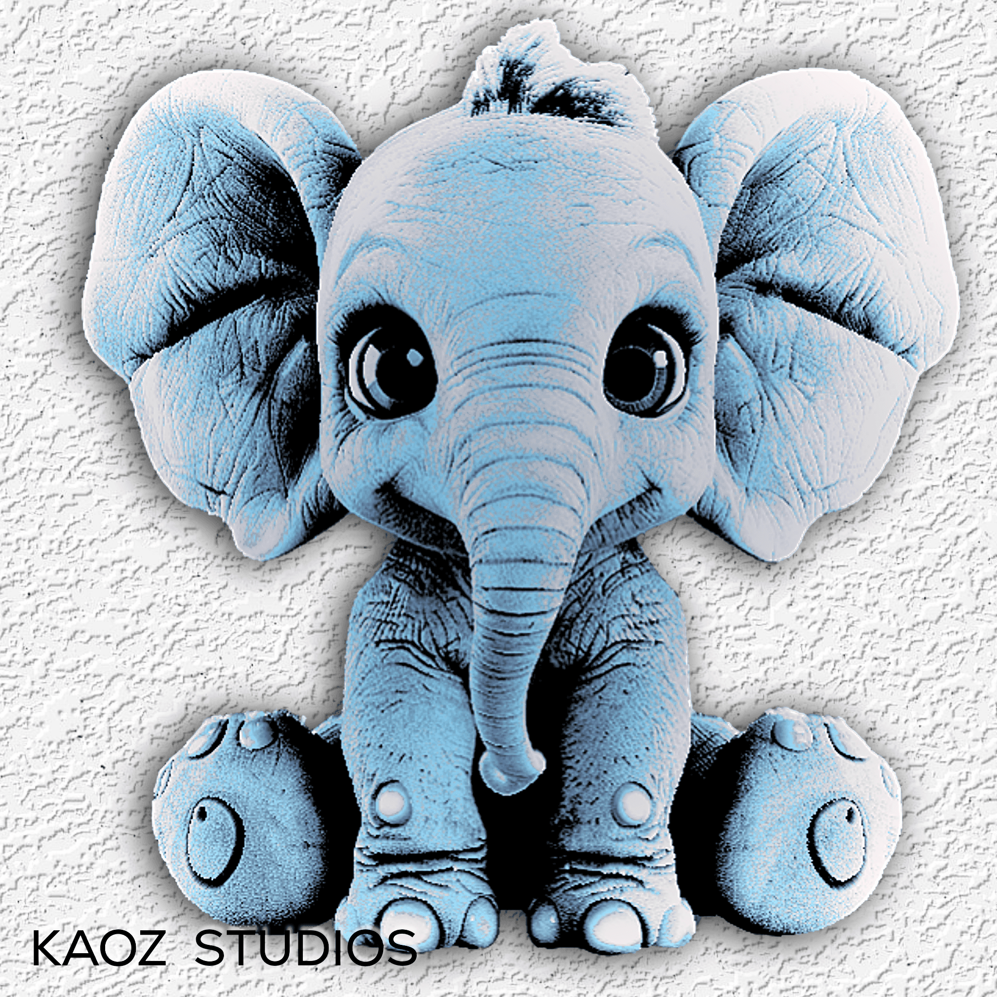 baby elephant wall art elephant wall decor 3d optical illusion elephant figurine 3d model