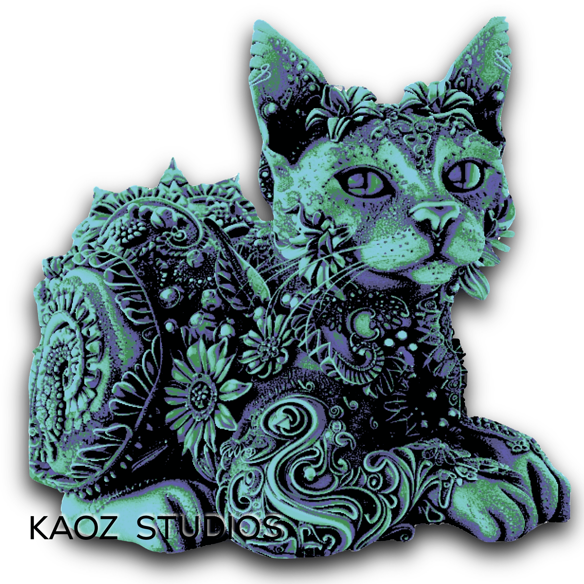 Stone Carved Kitty Decoration Lagoon Fantasy Cat 2 Models Wall Art Home Decor 3d model