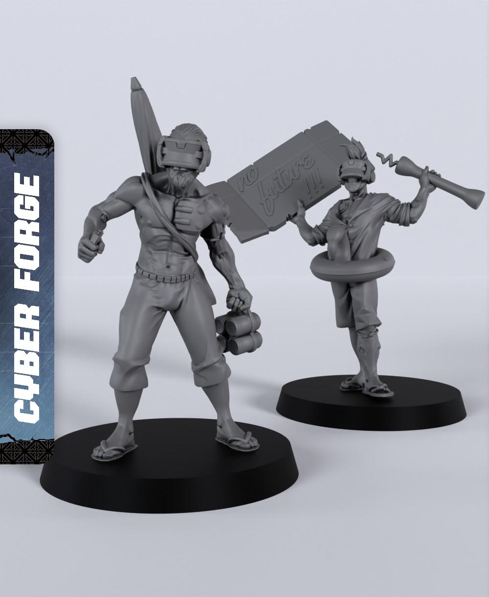 Beach Civilians - With Free Cyberpunk Warhammer - 40k Sci-Fi Gift Ideas for RPG and Wargamers 3d model