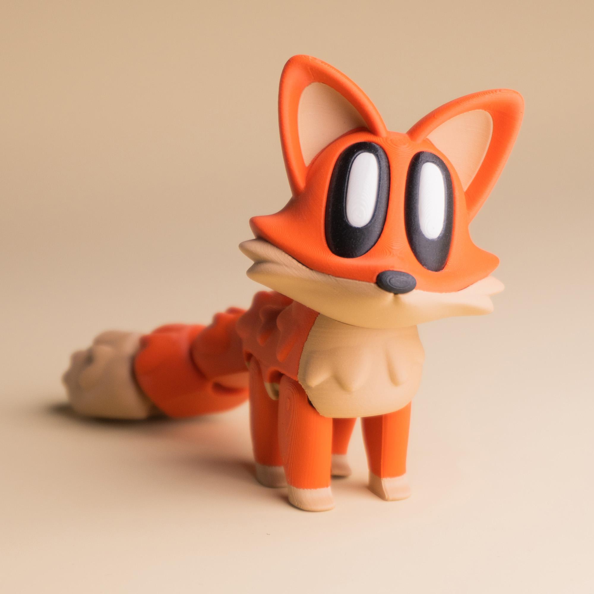 Blob Fox - Articulating Flexi Fidget Art Toy 3d model