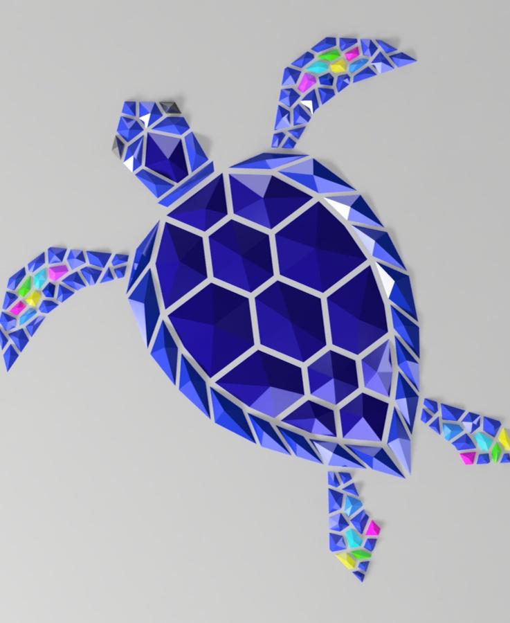 Geometric Turtle sea wall art 3d model