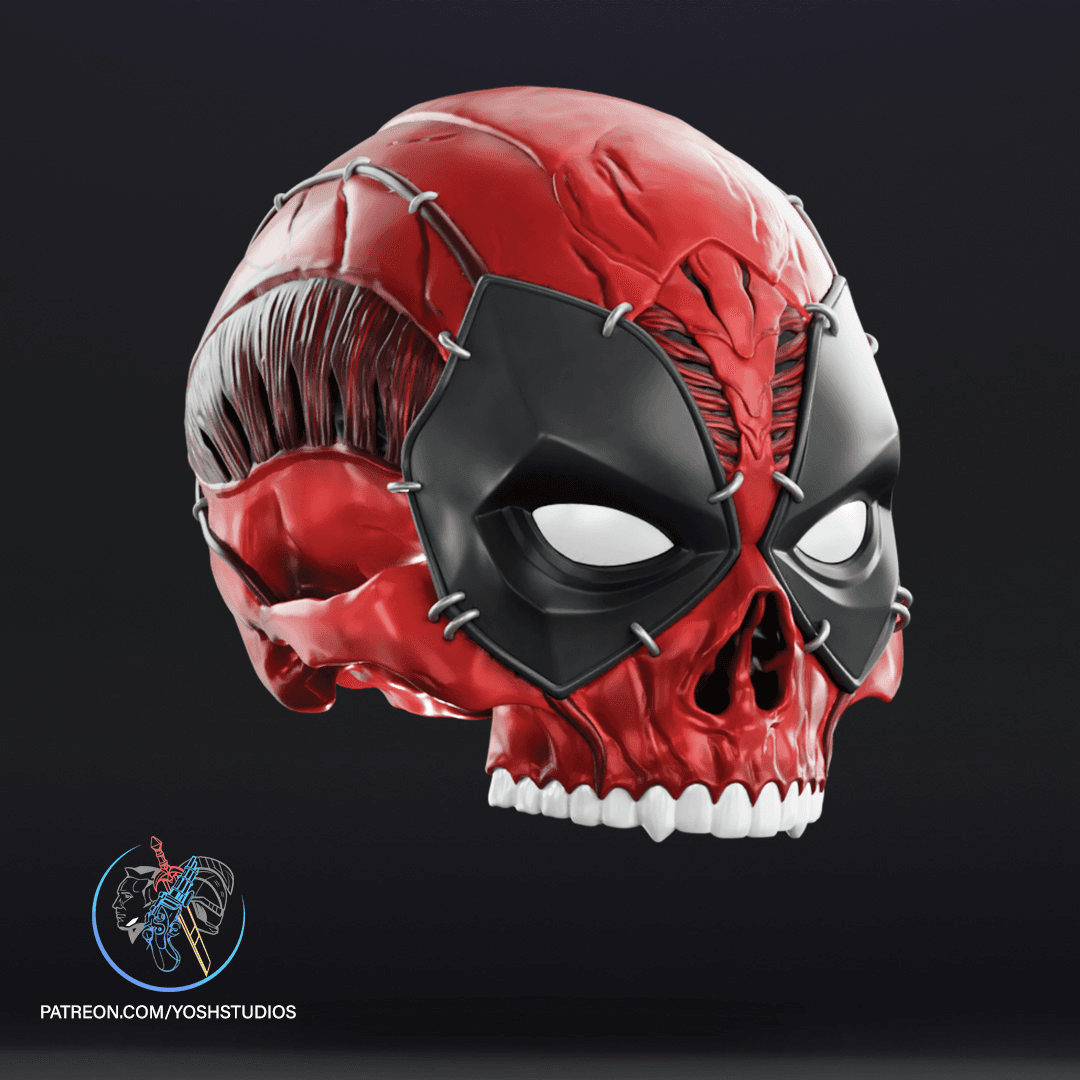 Skullified Deadpool Helmet + Mask 3D Printer File STL 3d model