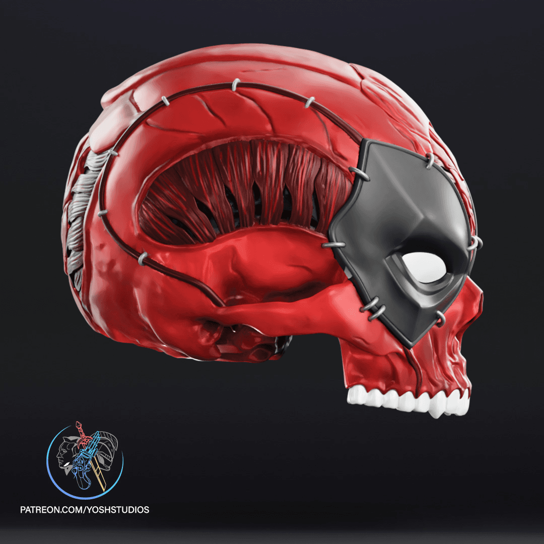 Skullified Deadpool Helmet + Mask 3D Printer File STL 3d model