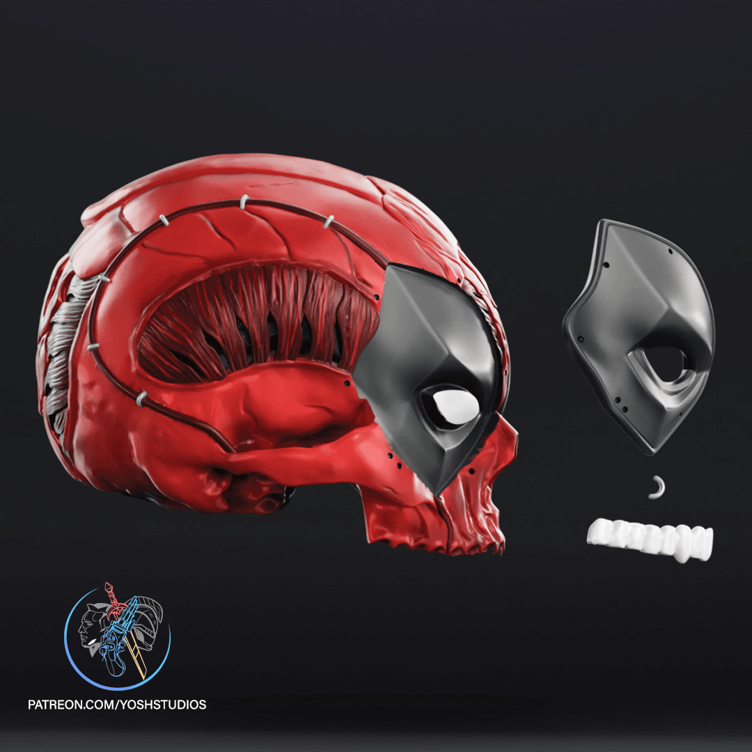 Skullified Deadpool Helmet + Mask 3D Printer File STL 3d model