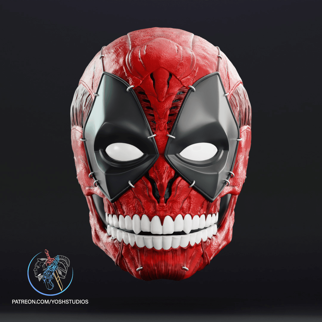 Skullified Deadpool Helmet + Mask 3D Printer File STL 3d model