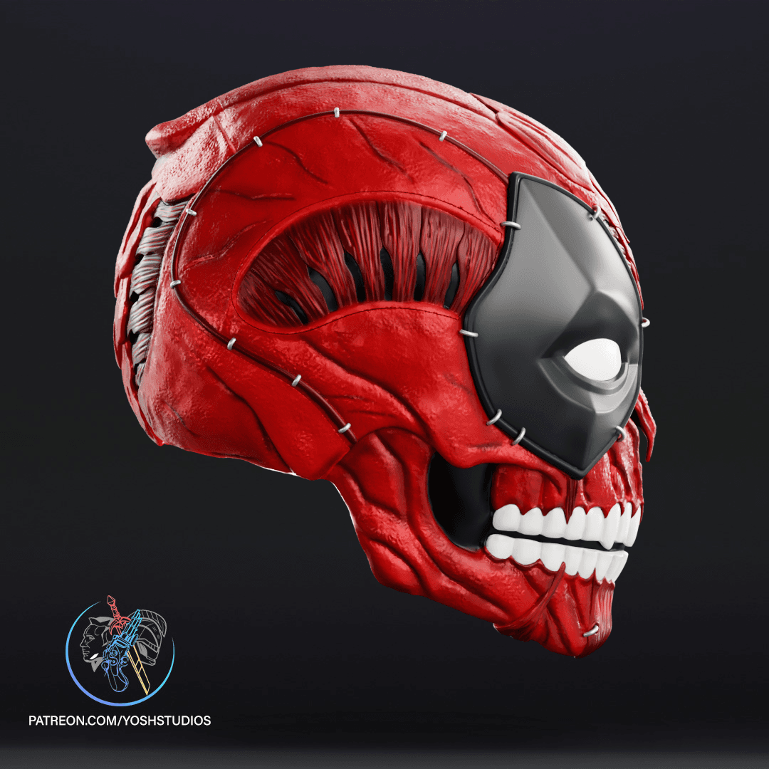 Skullified Deadpool Helmet + Mask 3D Printer File STL 3d model