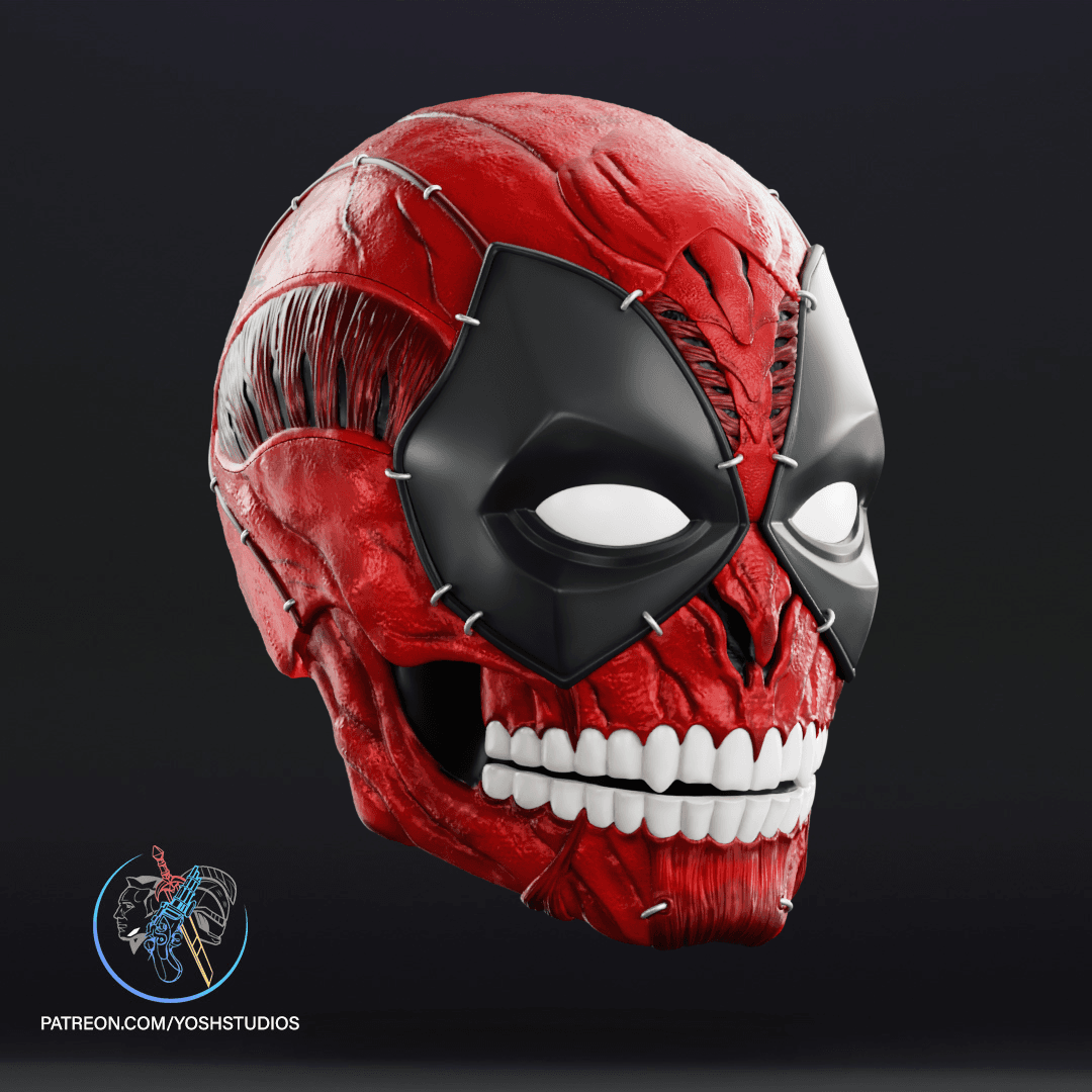 Skullified Deadpool Helmet + Mask 3D Printer File STL 3d model