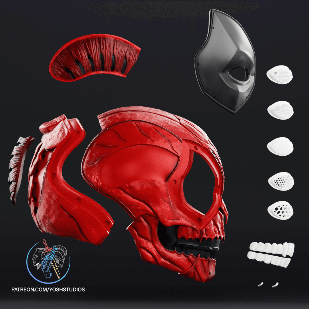 Skullified Deadpool Helmet + Mask 3D Printer File STL 3d model