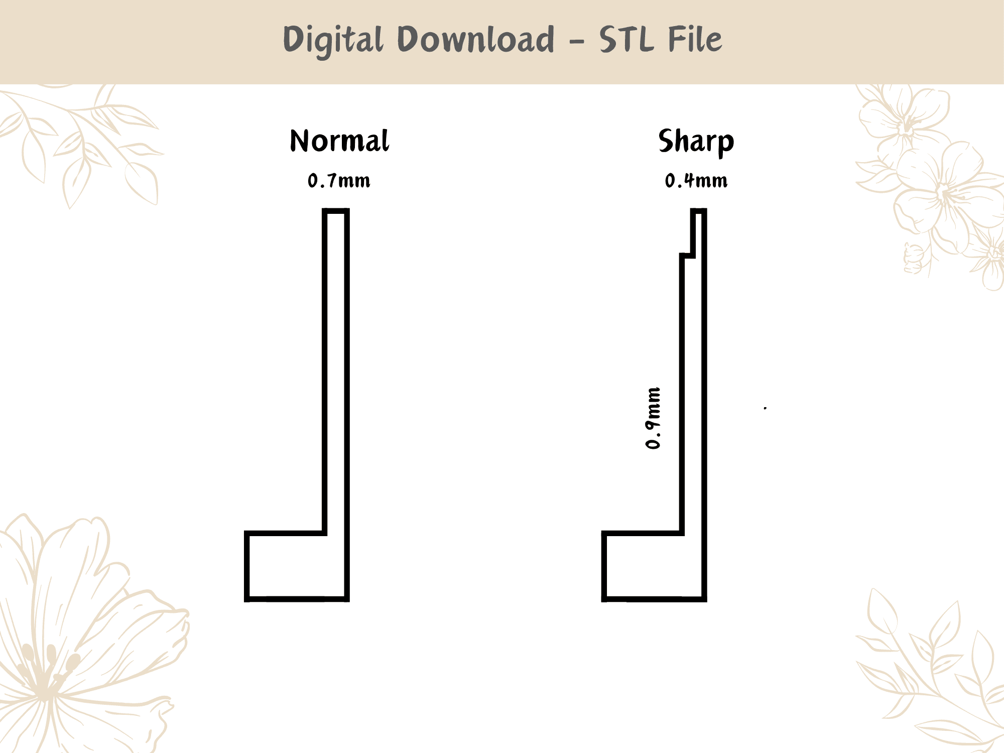 Leaf With Lines Clay Cutter for Polymer Clay | Digital STL File | Clay Tools | 4 Sizes Summer Clay C 3d model