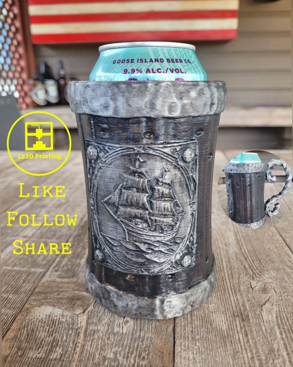 The Seafarer - Riveted- with Wrought Iron Handle Can Koozie 3d model