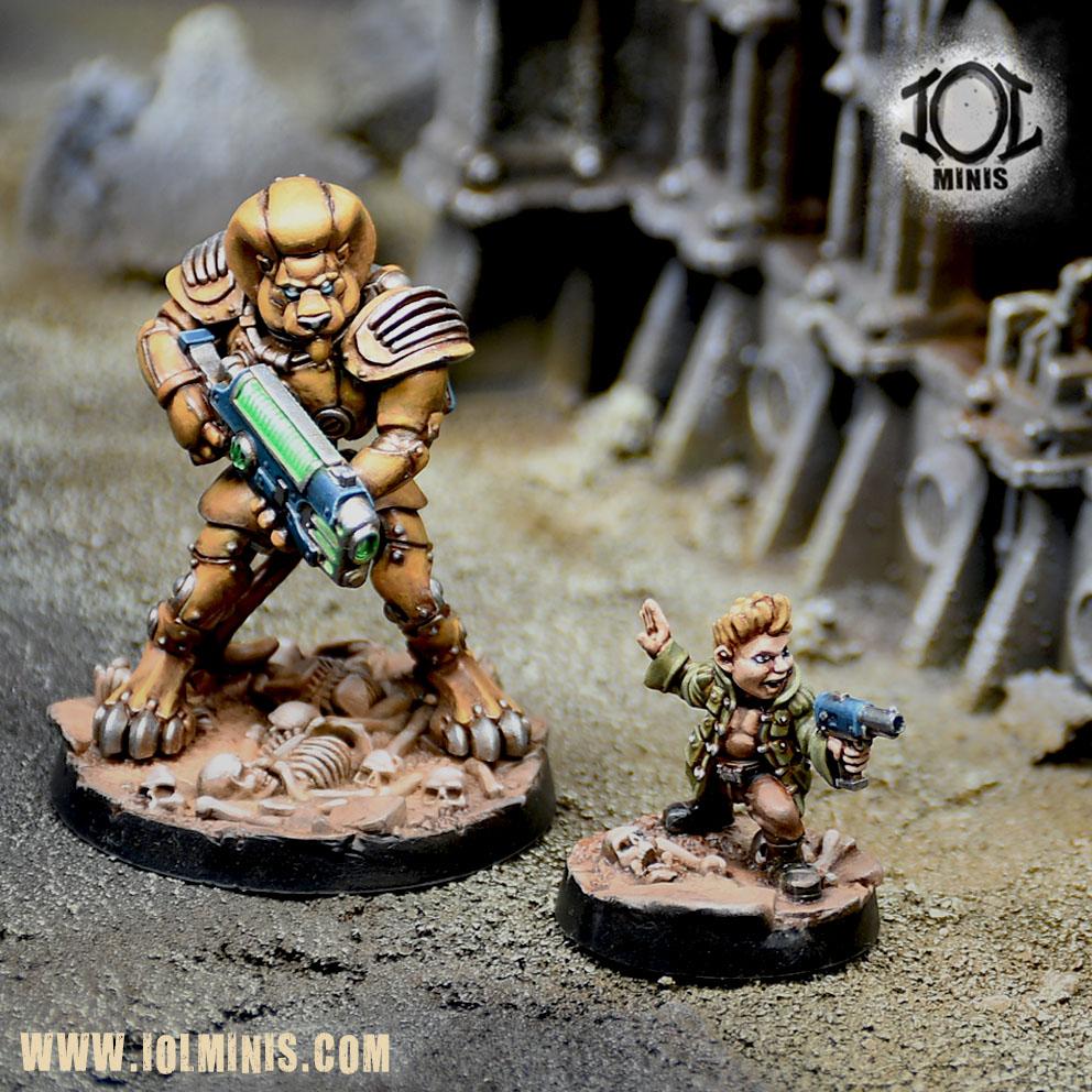 Will and L3-0N, Post Apocalyptic Orphan and His Robot Minder Miniatures 3d model