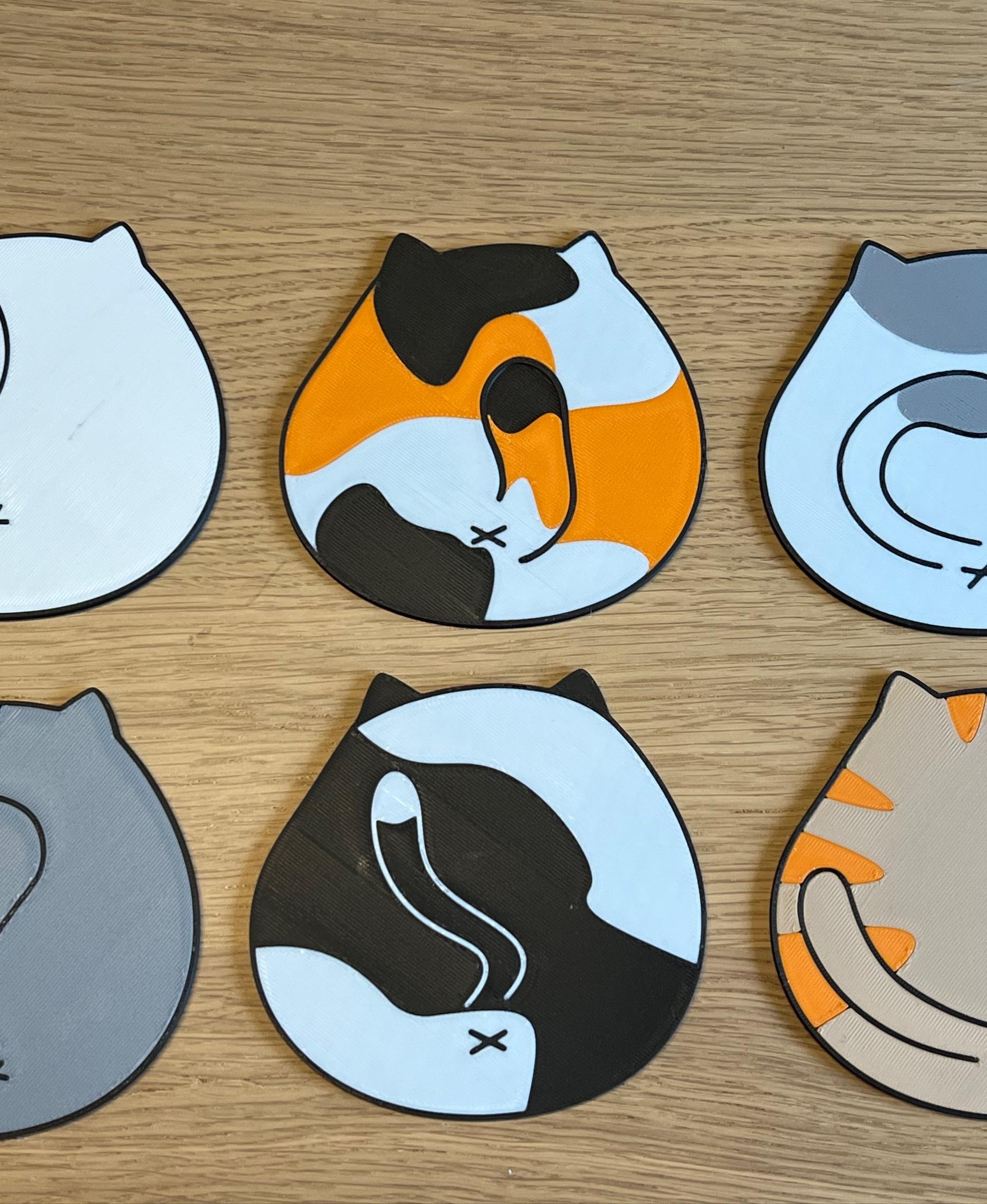 Chubby cats coasters for BambuLab A1 mini 3d model